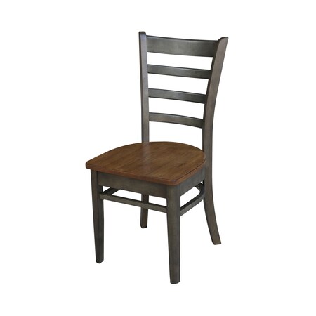 International Concepts Emily Side Chair, Set of 2 Chairs, Hickory/Washed Coal C45-617P